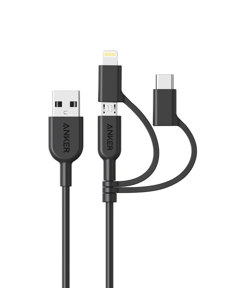 Anker 321 USB-A to Lightning Cable ((3 ft 3-in-1) ケーブル 黒 | XM247864I2