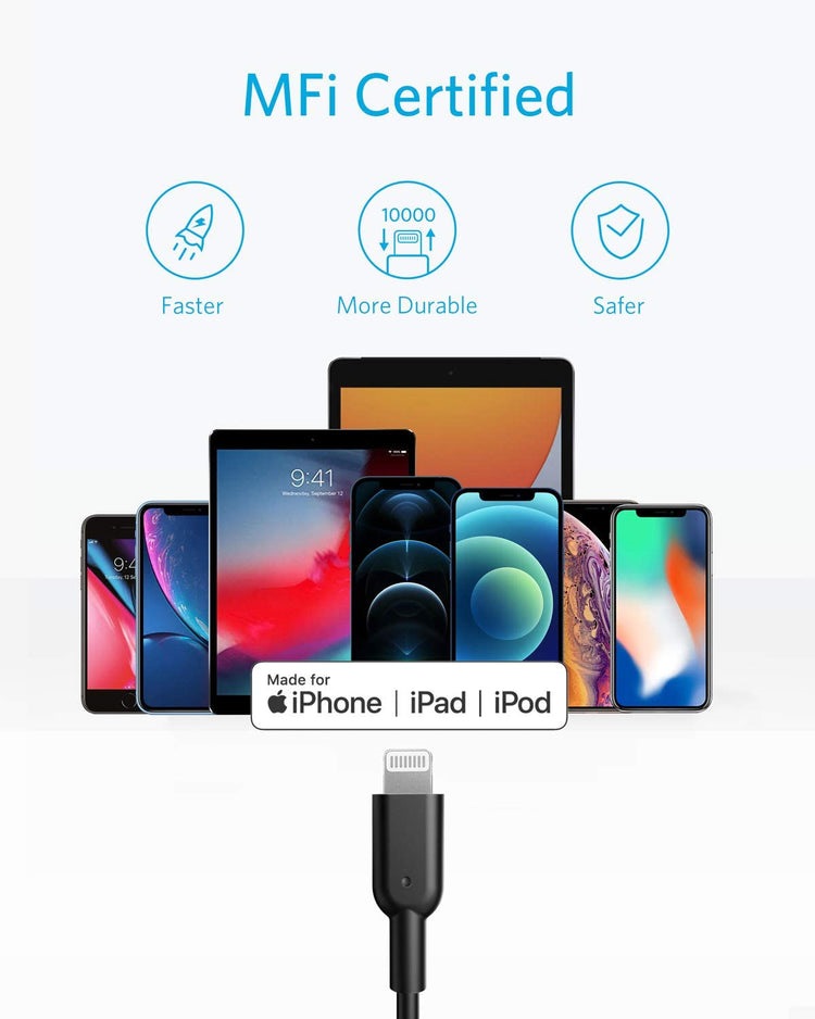 Anker 321 USB-C to Lightning Cable ((3 ft / 6 ft / 10 ft) ケーブル 黒 | ZY492979F1