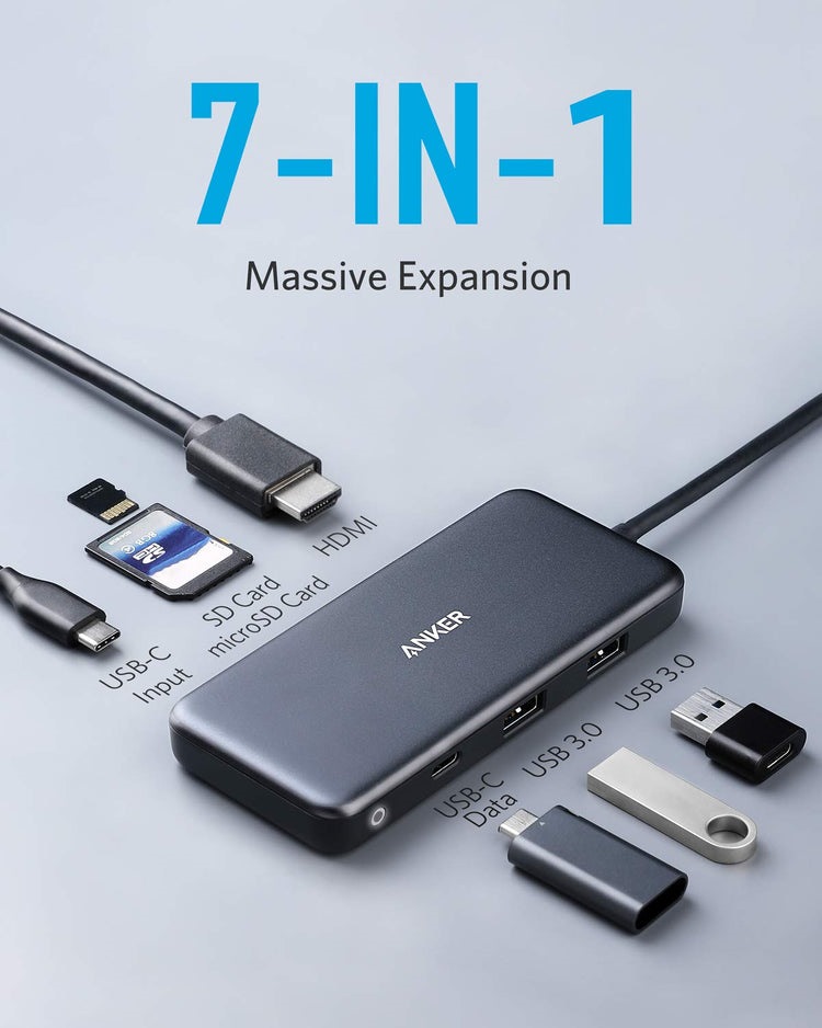 Anker 341 USB-C Hub ((7-in-1) Hubs and Docks グレー | SG960866V2