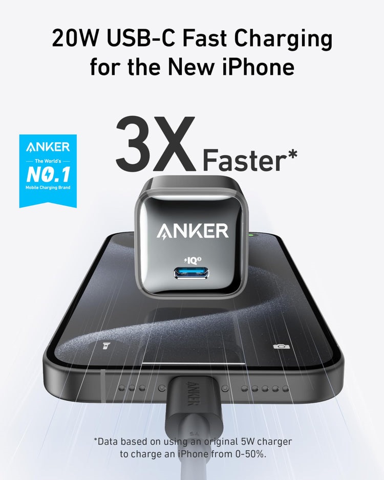 Anker 511 Charger ((Nano Pro) with 6 ft USB-C Cable 充電器 黒 | PV452175X9