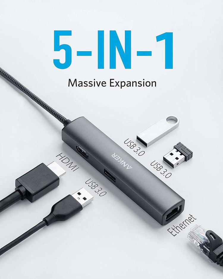 Anker 533 USB-C Hub ((5-in-1, Slim) Hubs and Docks グレー | RH197779R6