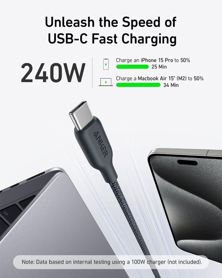 Anker 543 USB-C to USB-C Cable ((Bio-Braided) ケーブル 黒 | UE010231K5