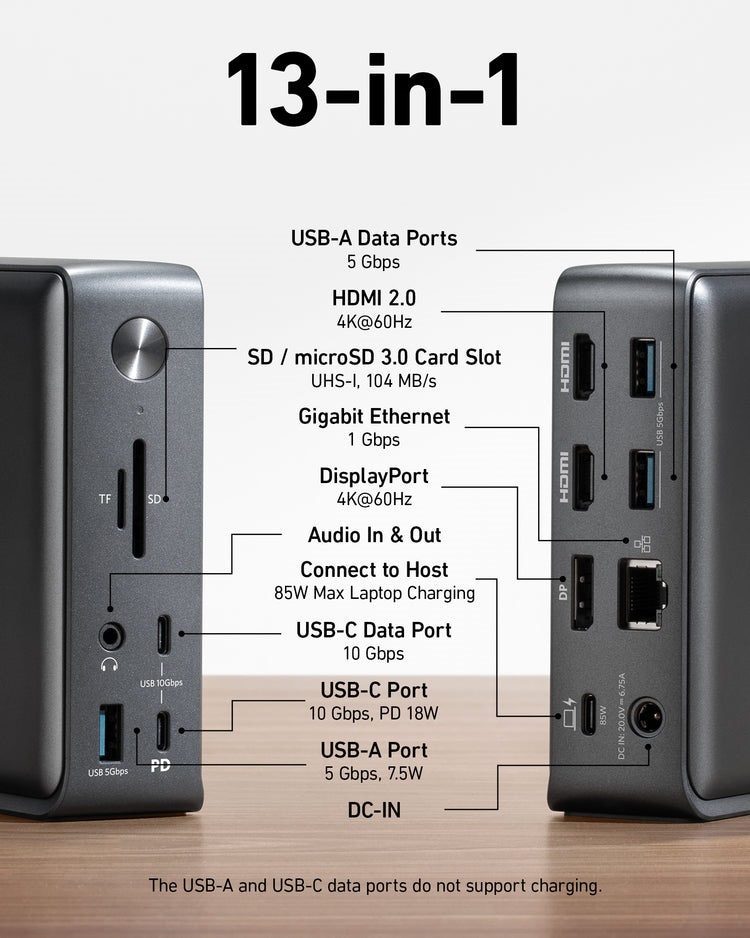 Anker 575 USB-C Docking Station ((13-in-1) Hubs and Docks 黒 | LF742824R6