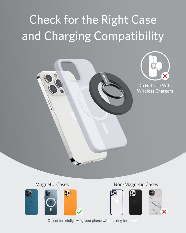 Anker 610 Magnetic Phone Grip ((MagGo) ワイヤレス充電器 黒 | LY887828J7