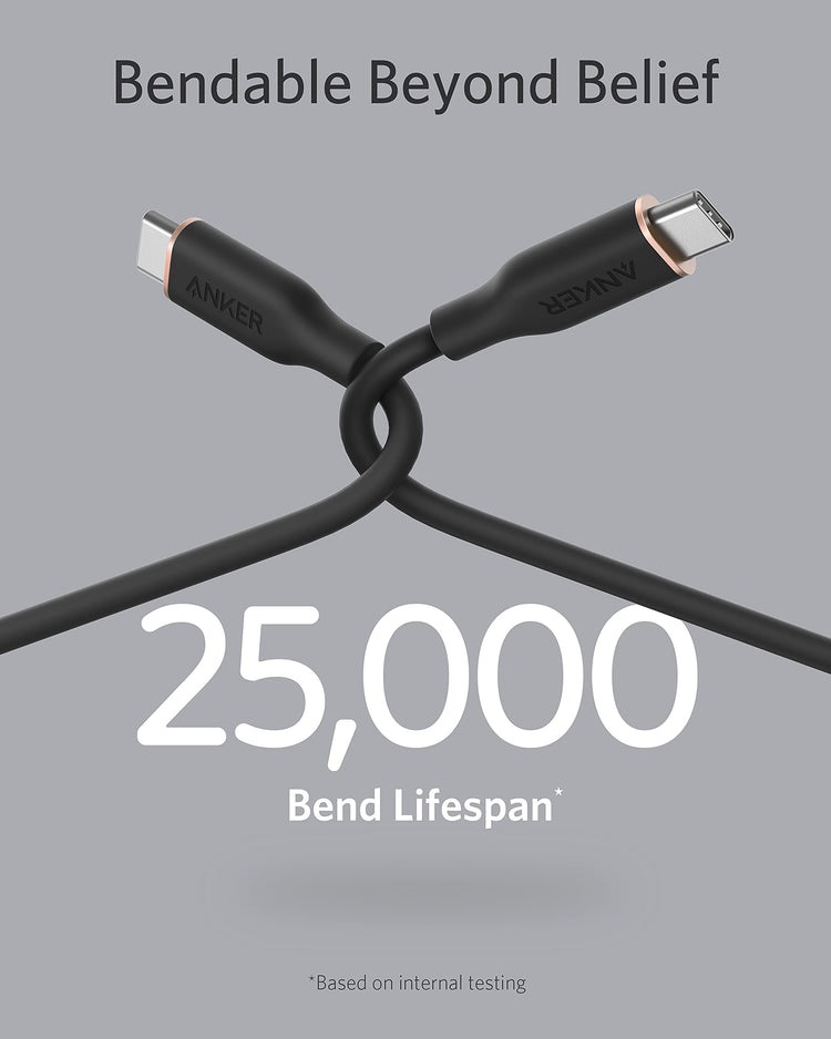 Anker 643 USB-C to USB-C Cable ((Flow, Silicone) ケーブル 黒 | CC262106V7