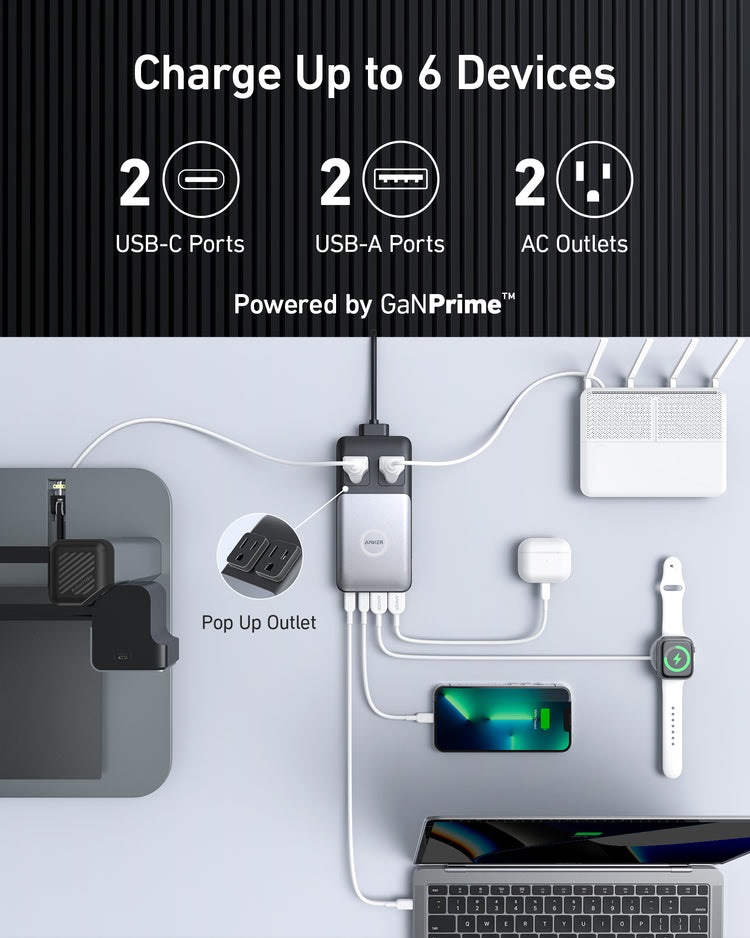 Anker 727 Charging Station ((GaNPrime 100W) AC Power グレー | UF329162J5