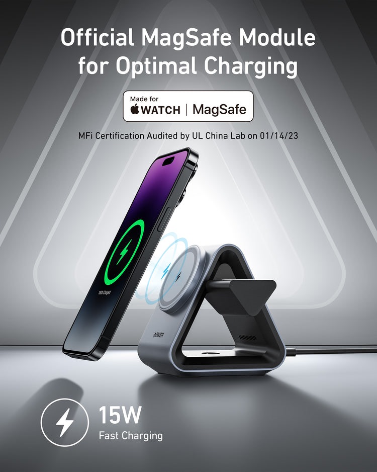 Anker 737 MagGo Charger ((3-in-1 Station) ワイヤレス充電器 黒 | RU038773K8