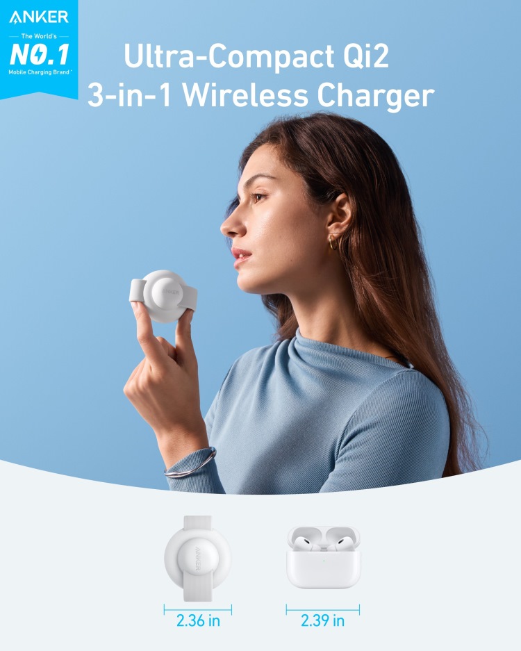Anker MagGo Wireless Charging Station ((3-in-1, Foldable Pad) ワイヤレス充電器 白 | HM898039Z5