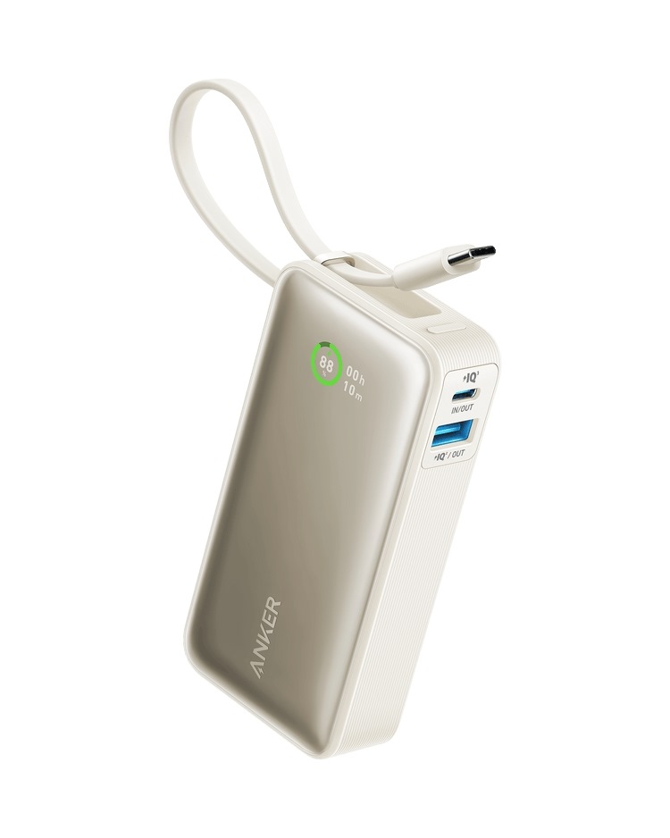 Anker Nano Power Bank ((30W, Built-In USB-C Cable) パワーバンク 白 | EY725562P7