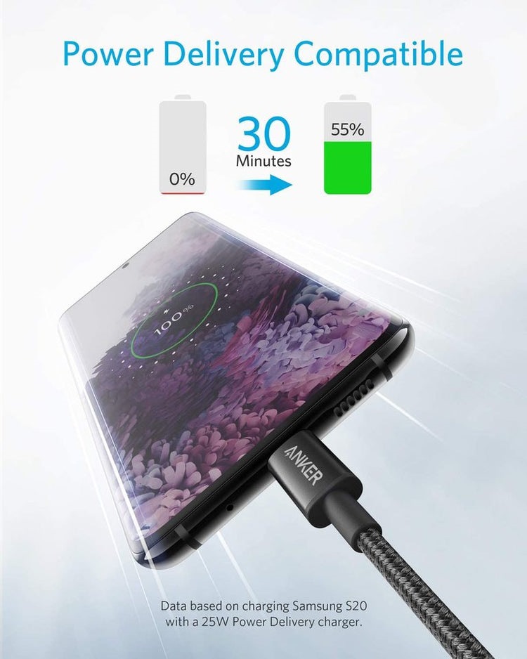 Anker New Nylon USB-C to USB-C Cable ((3 ft / 6 ft) 2 Pack ケーブル 黒 | DJ981378S1