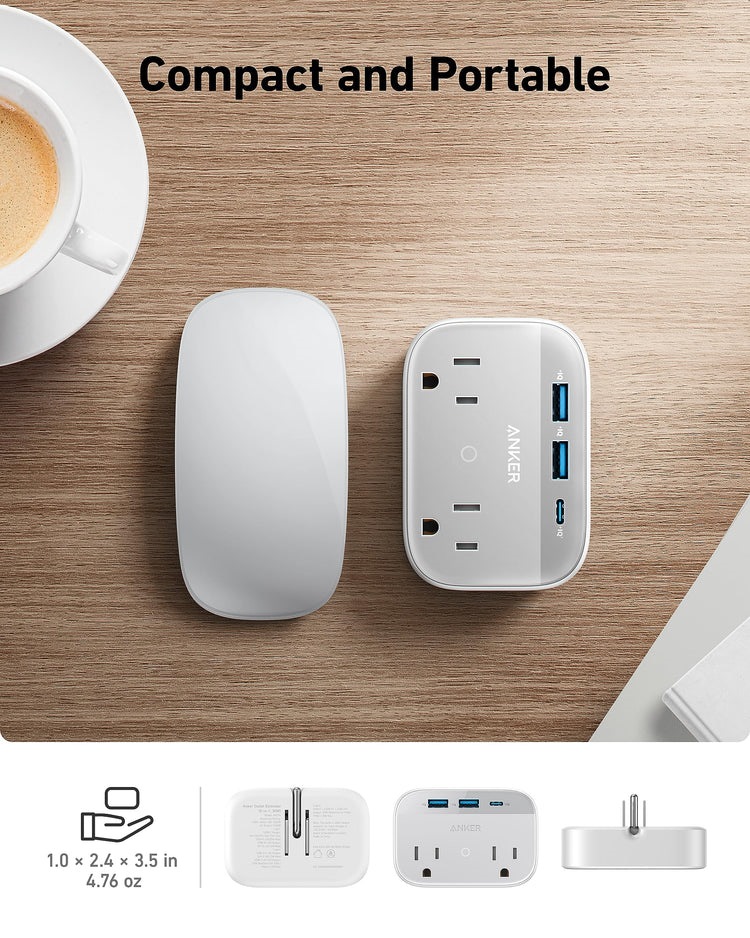 Anker Outlet Extender ((5-in-1, 30W) AC Power 白 | JA397849N8