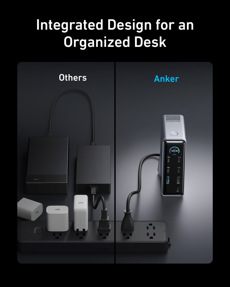 Anker Prime Charging Docking Station ((14-in-1, Dual Display, 160W) Hubs and Docks 黒 | EE696699W8