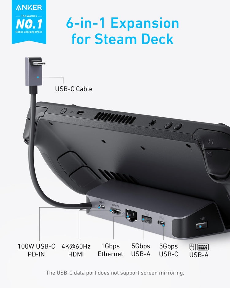Anker USB-C Hub ((6-in-1, For Handheld Game Console) Hubs and Docks 黒 | RT534083A5