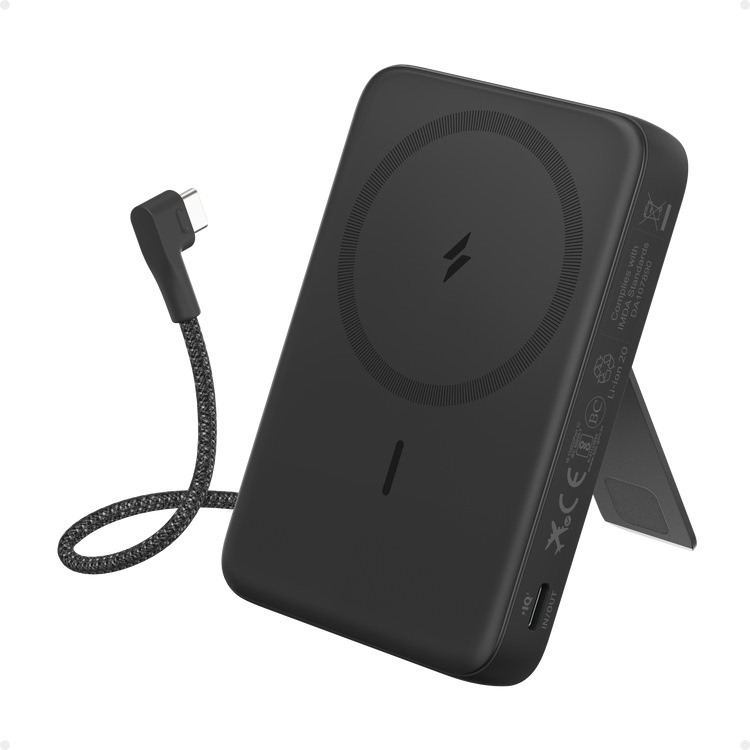 Anker Zolo Magnetic Power Bank (10K,30W,Built-in USB-C Cable) パワーバンク 黒 | RX565936F2
